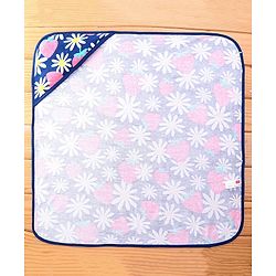 Babyhug Terry Knit Hooded Towel with Floral & Strawberry  Print L 76.2 x B 76.2 cm - Navy Blue