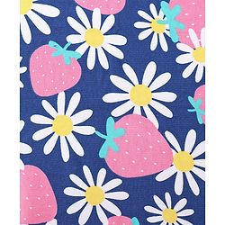 Babyhug Terry Knit Hooded Towel with Floral & Strawberry  Print L 76.2 x B 76.2 cm - Navy Blue