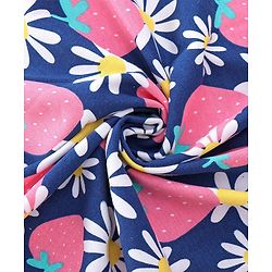 Babyhug Terry Knit Hooded Towel with Floral & Strawberry  Print L 76.2 x B 76.2 cm - Navy Blue