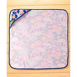 Babyhug  Terry Hooded Towel with Sun & Rainbow Print L 76.2 x B 76.2 cm - Navy Blue