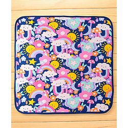 Babyhug  Terry Hooded Towel with Sun & Rainbow Print L 76.2 x B 76.2 cm - Navy Blue