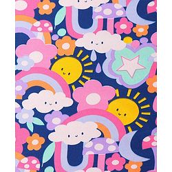Babyhug  Terry Hooded Towel with Sun & Rainbow Print L 76.2 x B 76.2 cm - Navy Blue