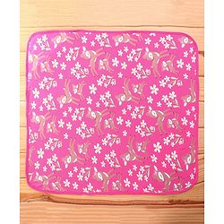 Babyhug Terry Knit Hooded Towel with Floral & Deer Print L 76.2 x B 76.2 cm - Pink
