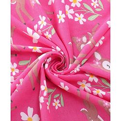 Babyhug Terry Knit Hooded Towel with Floral & Deer Print L 76.2 x B 76.2 cm - Pink