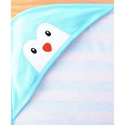 Babyhug Terry Knit Striped  Hooded Towel L 76.2 x B 76.2 cm -  Blue