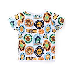 Babyhug 100% Cotton Knit Half Sleeves Striped & Printed Set Of Vests Pack Of 3 - Multicolor