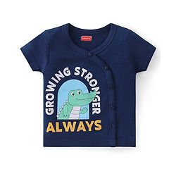 Babyhug 100% Cotton Knit Half Sleeves Striped & Printed Set Of Vests Pack Of 3 - Multicolor