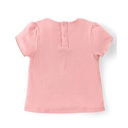 Babyhug Cotton Knit Half Sleeves Top With Floral Graphics - Pink