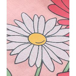 Babyhug Cotton Knit Half Sleeves Top With Floral Graphics - Pink