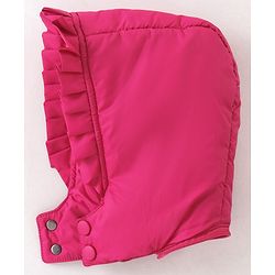Babyhug Woven Full Sleeves Padded Hooded Winter Jacket with Bow Applique & Pockets - Dark Pink