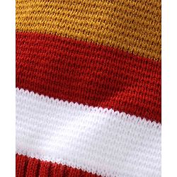 Babyhug Knit Full Sleeves Hooded Striped Sweater  - Multicolour