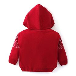 Babyhug Knit Full Sleeves Hooded Sweater Aztec Design - Red
