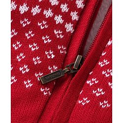 Babyhug Knit Full Sleeves Hooded Sweater Aztec Design - Red