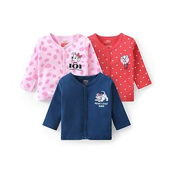 Babyhug Disney Interlock Knit Full Sleeves Jhablas with Heart & 101 Dalmatians Graphics Pack of 3 - Navy Blue Pink & Red