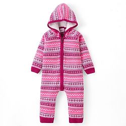 Babyhug Knit Full Raglan Sleeves Winter Wear Hooded Romper with Chevron Design - Pink