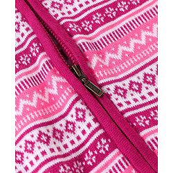 Babyhug Knit Full Raglan Sleeves Winter Wear Hooded Romper with Chevron Design - Pink