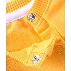 Babyhug Cotton Knit Raglan Sleeves T-Shirt & Lounge Pants Set With Text Embroidery - Yellow & Blue
