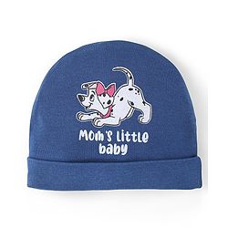 Babyhug Disney Cotton Knit Cap Mittens & Booties Set with 101 Dalmatians Graphics - Blue
