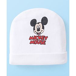 Babyhug Disney  Caps Mittens & Booties Set With Mickey Mouse Graphic - White