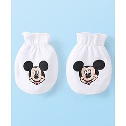 Babyhug Disney  Caps Mittens & Booties Set With Mickey Mouse Graphic - White