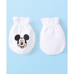 Babyhug Disney  Caps Mittens & Booties Set With Mickey Mouse Graphic - White