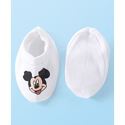 Babyhug Disney  Caps Mittens & Booties Set With Mickey Mouse Graphic - White