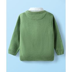 Babyhug Knitted Full Sleeves Overlap Sweater With Cable Knit Design - Green