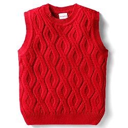 Babyhug Knitted Sleeveless Pullover Sweater Vest with Cable Knit Design - Red