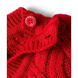 Babyhug Knitted Sleeveless Pullover Sweater Vest with Cable Knit Design - Red