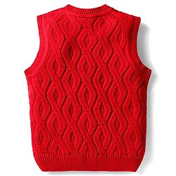 Babyhug Knitted Sleeveless Pullover Sweater Vest with Cable Knit Design - Red