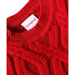 Babyhug Knitted Sleeveless Pullover Sweater Vest with Cable Knit Design - Red