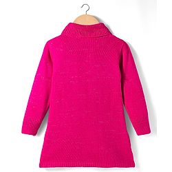 Babyhug Sweater Knit Full Sleeves Pullover Sweaters with Frill Detailing & Cable Knit Design - Fuchsia
