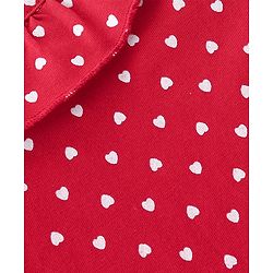 Babyhug Cotton Knit Full Sleeves Top with Hearts Print & Frill Detailing - Red