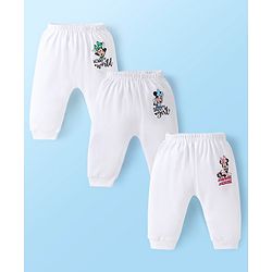 Babyhug Disney Interlock Knit Full Length Diaper Leggings with Minnie Mouse Graphics Pack of 3 - White