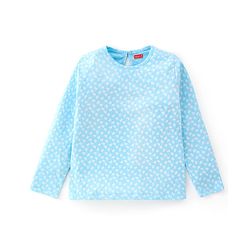 Babyhug Cotton Knit Full Sleeves T-Shirt With Butterfly Print - Blue