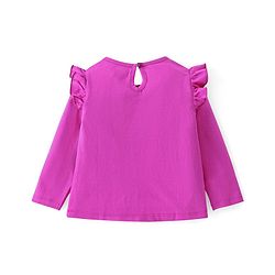 Babyhug Cotton knit Full Sleeves Tops with Frill Detailing & Text Print Pack of 3 - Multicolour