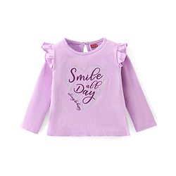 Babyhug Cotton knit Full Sleeves Tops with Frill Detailing & Text Print Pack of 3 - Multicolour