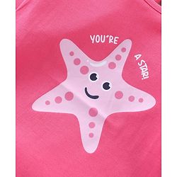 Babyhug Cotton Knit Full Sleeves T-Shirt  With Star Fish Graphics - Pink