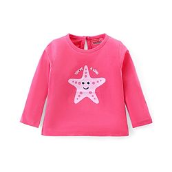 Babyhug Cotton Knit Full Sleeves T-Shirt  With Star Fish Graphics - Pink