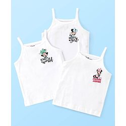 Babyhug Disney Cotton Lycra Singlet Sleeves Slips With Minnie Mouse Graphics Pack of 3 - White