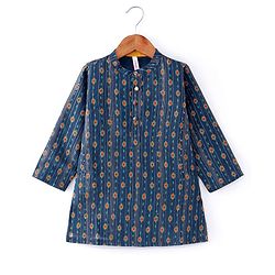 Babyhug Woven Full Sleeves Printed & Sequinned Kurta Dhoti Set - Teal