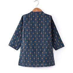 Babyhug Woven Full Sleeves Printed & Sequinned Kurta Dhoti Set - Teal