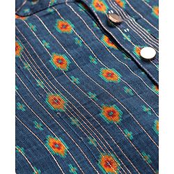Babyhug Woven Full Sleeves Printed & Sequinned Kurta Dhoti Set - Teal