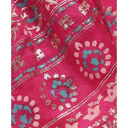 Babyhug Woven  Three Fourth  Sleeves Full Length Foil Printed Ehtnic Dress with Net Dupatta Embroidery & Sequenced Detailing  - Fuschia