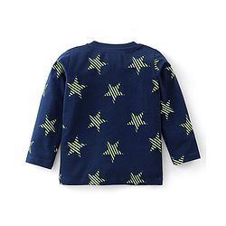 Babyhug Cotton Knit Full Sleeves Night Suit with Star Print - Navy Blue