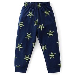 Babyhug Cotton Knit Full Sleeves Night Suit with Star Print - Navy Blue