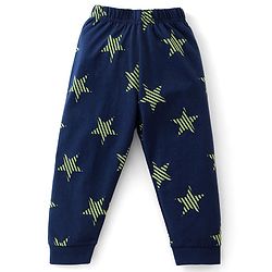 Babyhug Cotton Knit Full Sleeves Night Suit with Star Print - Navy Blue