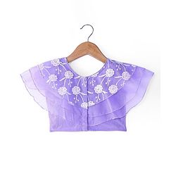 Babyhug Woven  Frill Sleeves Choli & Lehenga Set with Frilled Dupatta Sequin & Floral Embroidery  - Lavender