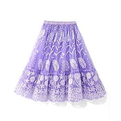 Babyhug Woven  Frill Sleeves Choli & Lehenga Set with Frilled Dupatta Sequin & Floral Embroidery  - Lavender