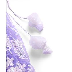Babyhug Woven  Frill Sleeves Choli & Lehenga Set with Frilled Dupatta Sequin & Floral Embroidery  - Lavender